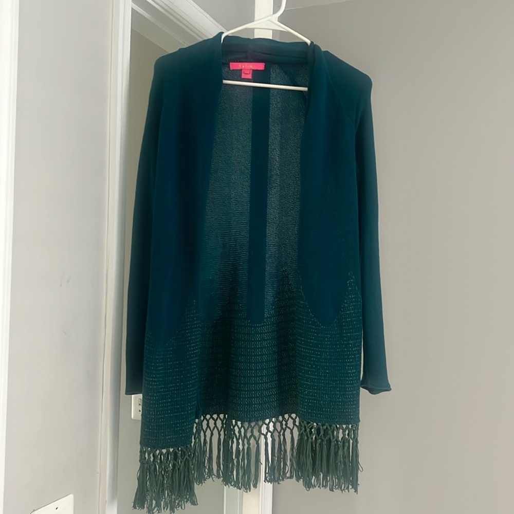 Lilly Pulitzer open fringe cardigan XXS